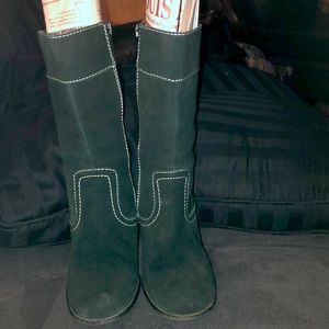 M.P.S. BLACK SUEDE WEDGE BOOTS SZ. US - 7.5